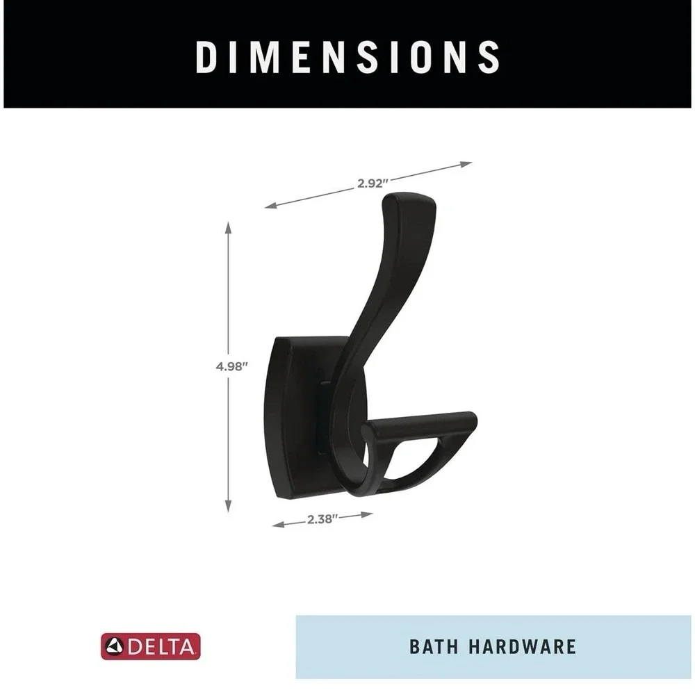 DELTA Dansant 1-PackTowel‎ Hooks Matte Black Double J